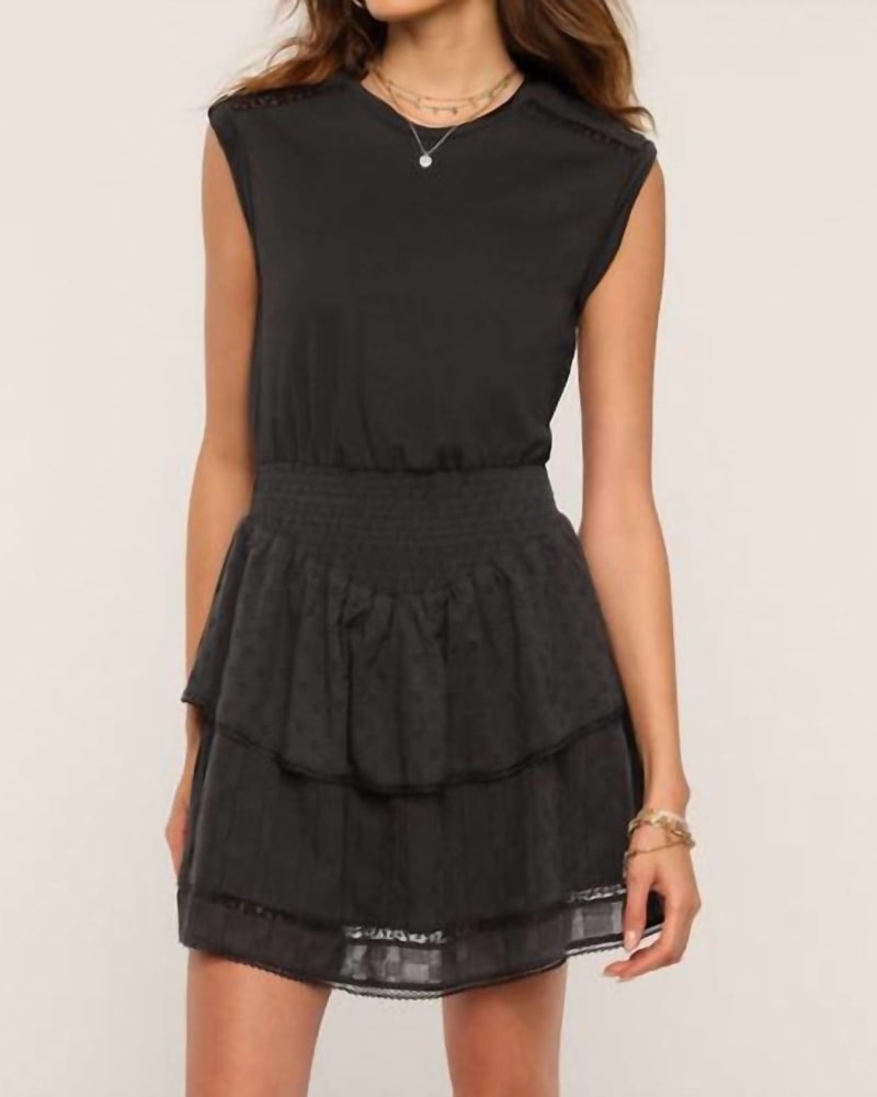 Front of a model wearing a size Large Talia Dress In Black in Black by heartloom. | dia_product_style_image_id:342181
